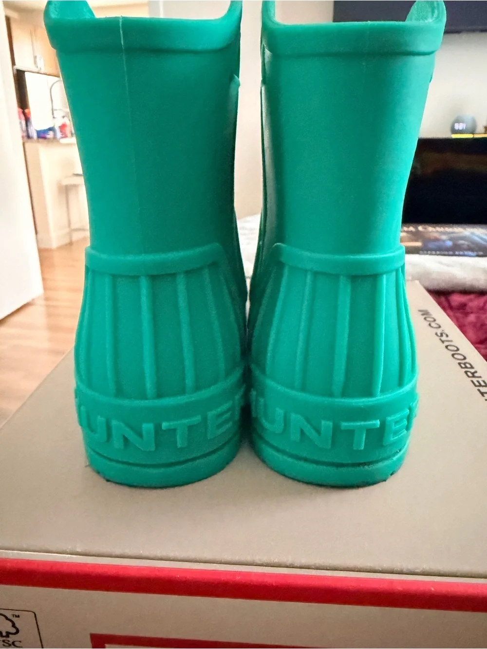 Hunter Little Kids Georgey Medium Green Waterproof Rain Boots
